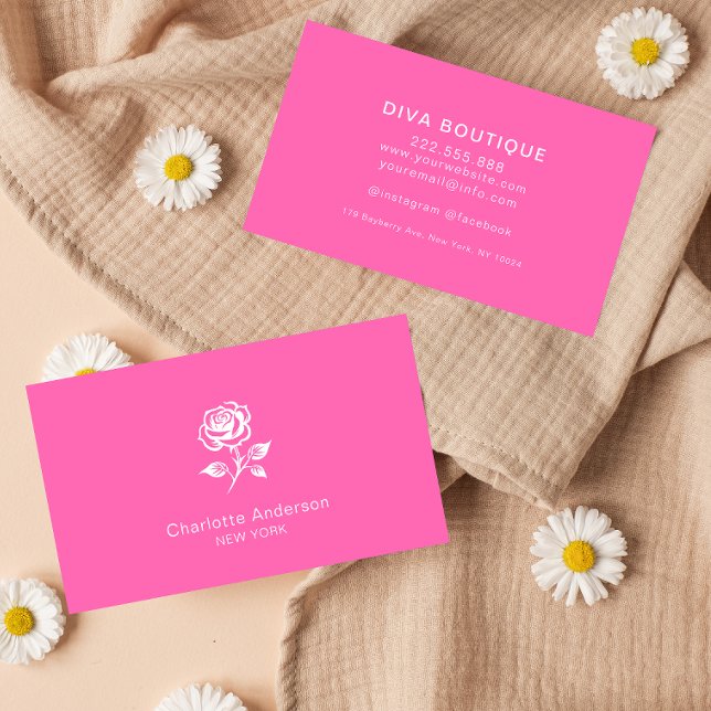  Simple Elegant Pink & Rose Custom  Business Card (Creator Uploaded)