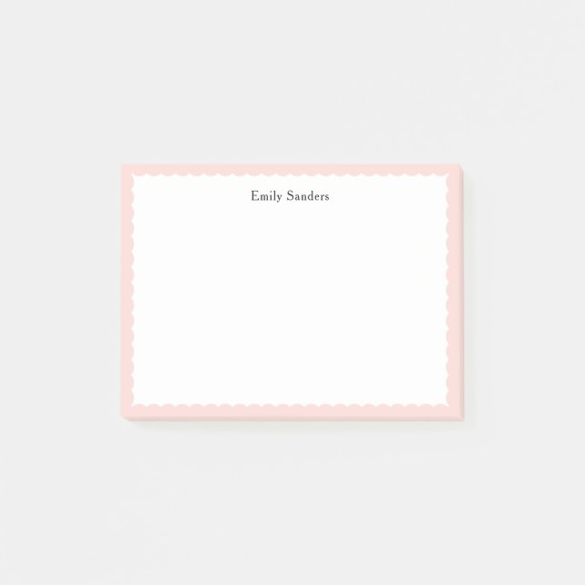 Simple Elegant Pink Scalloped Border Polka Dot Post-it Notes (Front)