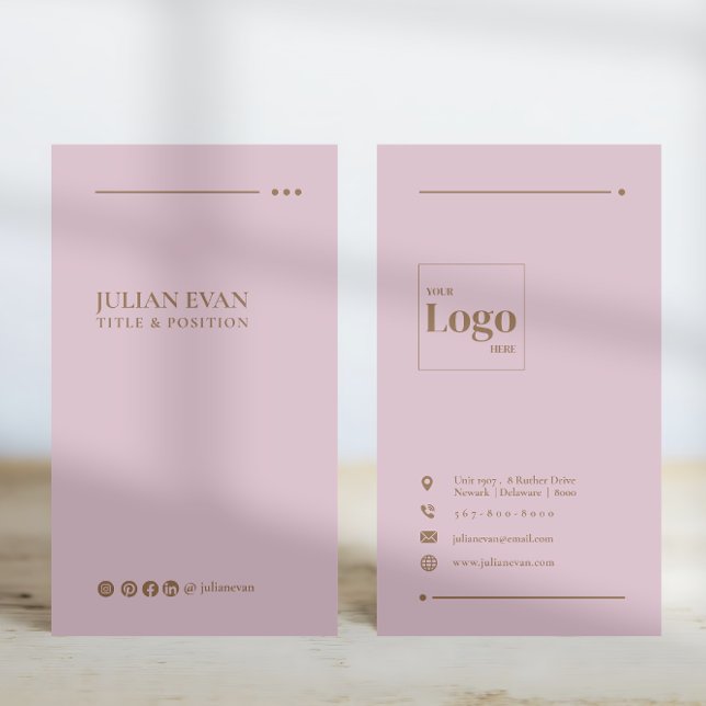 Simple Elegant Pink Social Media LinkedIn Business Card (Creator Uploaded)