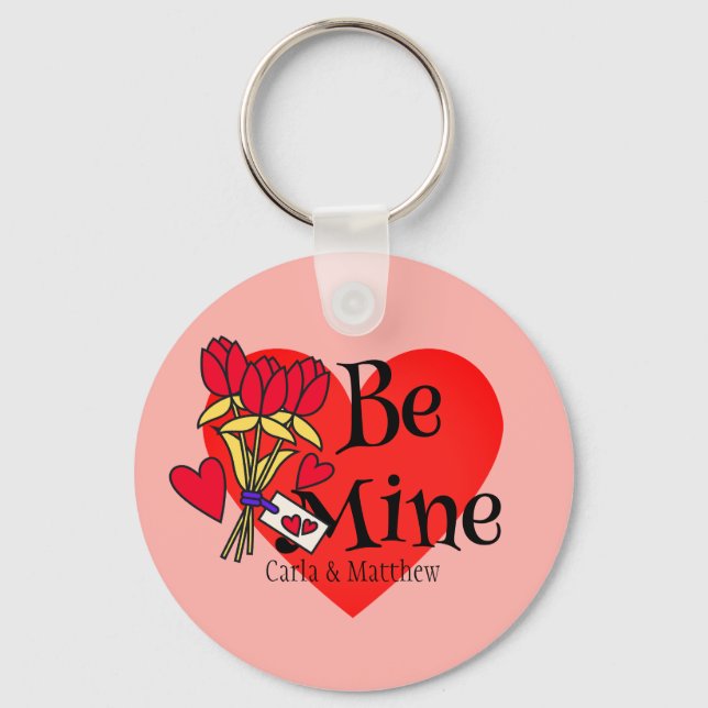 simple elegant pink valentine, Sweet for Crush  Keychain (Front)