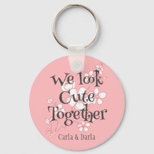 simple elegant pink valentine, Sweet for Friends  Keychain