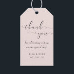 Simple Elegant Pink Wedding Favour Thank You Gift Tags<br><div class="desc">Custom-designed wedding favour thank you tags featuring modern hand calligraphy design with personalized text/thank you message,  couple/bride and grooms' names,  and wedding date.</div>