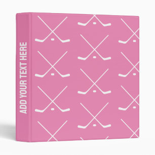 Simple Elegant Pink white Hockey Sticks custom    Binder