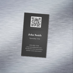 Simple Elegant Plain Black - Professional QR Code Magnetic Business Card