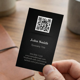Simple Elegant Plain Black - Professional QR Code Magnetic Business Card