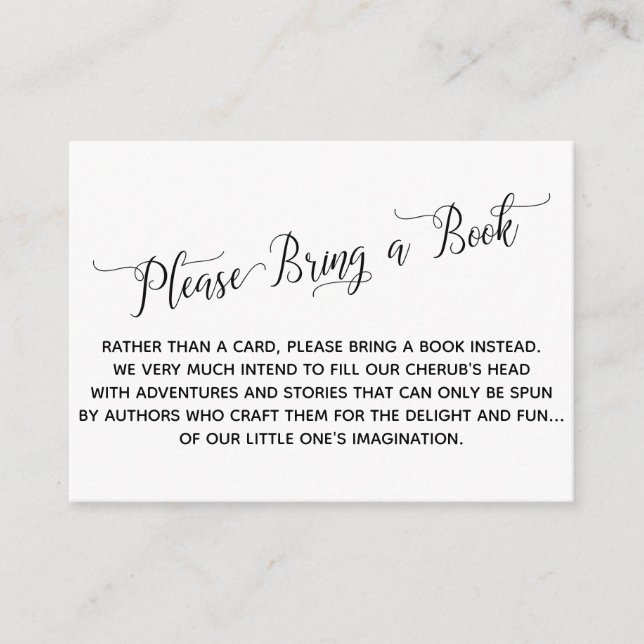Simple Elegant Please Bring a Book Request Enclosure Card (Front)