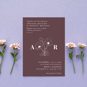 Simple Elegant Poppy Flower Wedding Invitation
