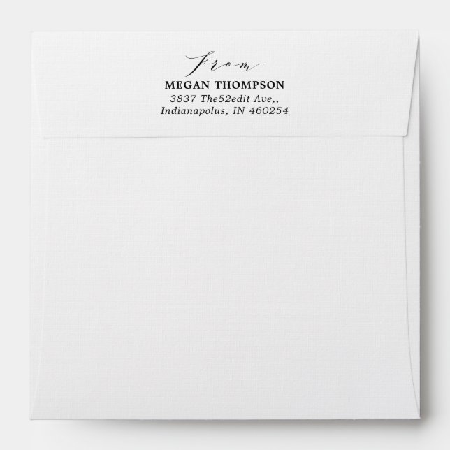 Simple Elegant Pre-Addressed Square Envelope (Back (Top Flap))