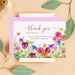Simple Elegant Pretty Floral Modern Minimalist Thank You Card
