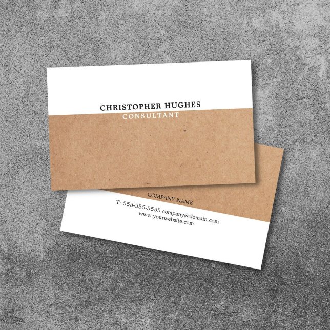 Simple Elegant PRINTED Kraft White Consultant Business Card (Creator Uploaded)