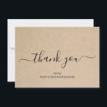 Simple Elegant Professional Business Rustic Thank You Card<br><div class="desc">Rustic flat business thank you card featuring "thank you" with swashes in an elegant handwritten script font along with your business name over a brown paper background.  The backside has your personalized message. This simple and feminine design is great for a handmade craft business.</div>