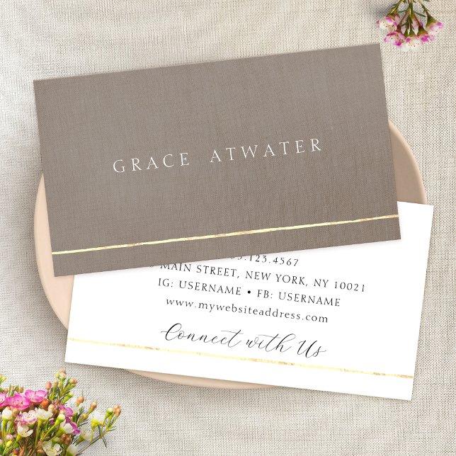 Simple Elegant Professional Gold & Taupe Business Card (Creator Uploaded)