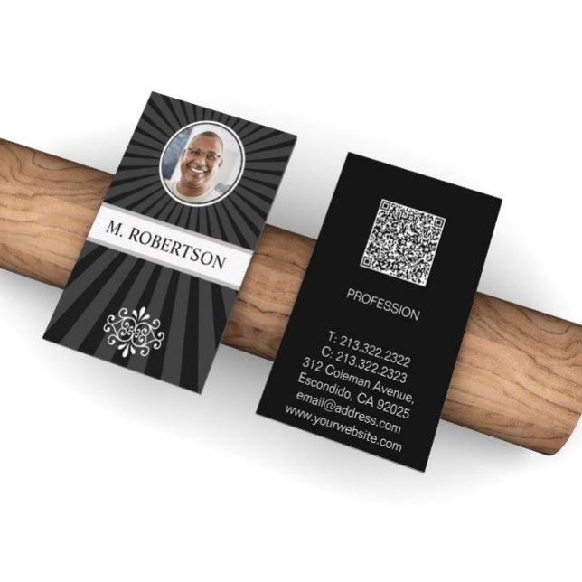 Simple Elegant Professional Photo QR Code  Business Card (Creator Uploaded)