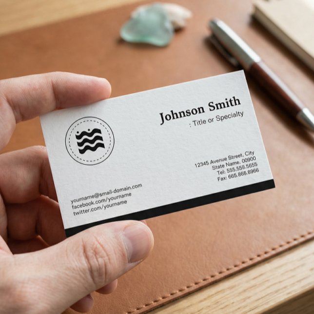 Simple Elegant Professional - Plain Black White Business Card (Creator Uploaded)
