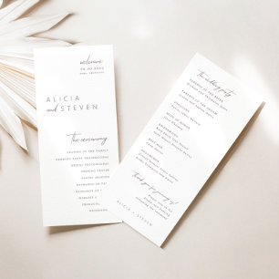 Simple Élégant Programme de Cérémonie Mariage mode