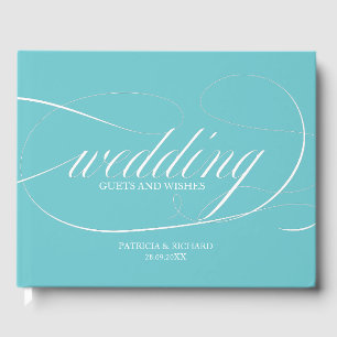Simple Elegant Purist Blue Wedding Guest Book