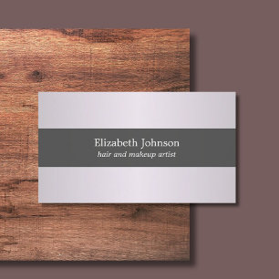 Simple Elegant Purple Grey Striped Hair & Makeup Business Card