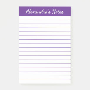 Simple Elegant Purple Lined Personalized Post-it Notes