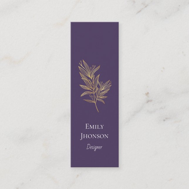 Simple Elegant Purple Mini Business Card (Front)