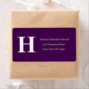 Simple Élégant Purple Plum Monogramme Retour initi