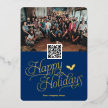 Simple elegant QR code business holiday cards 