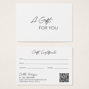 Simple Elegant QR Code Modern Gift Certificate