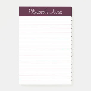 Simple Elegant Red Brown Lined Personalized Post-it Notes