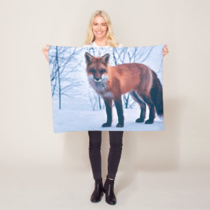 Simple Elegant Red Fox Artwork   Fleece Blanket