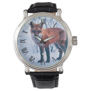 Simple Elegant Red Fox Artwork   Men's Watch