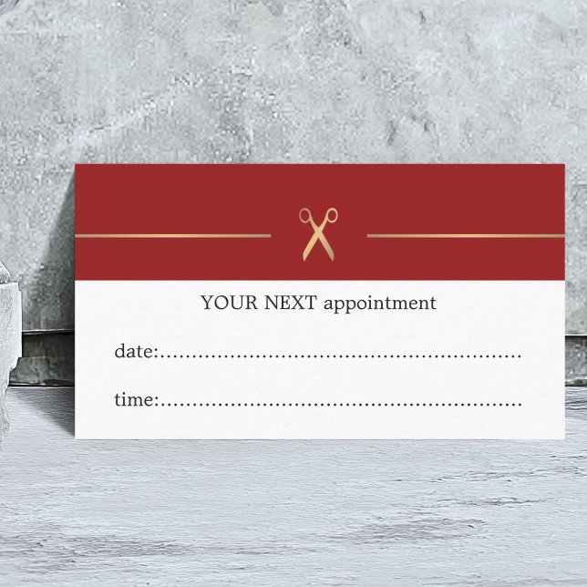 Simple Elegant Red Hair Stylist Appointment Card (Creator Uploaded)