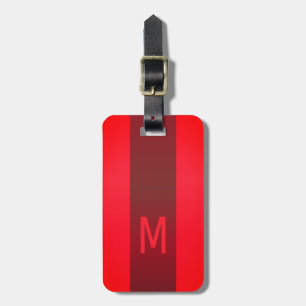 Simple Elegant Red Maroon Metal monogrammed Name  Luggage Tag
