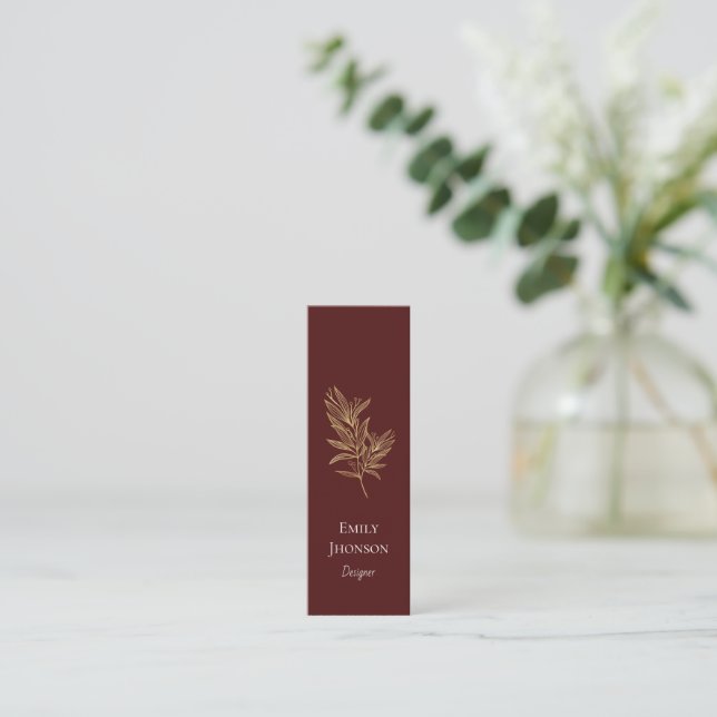 Simple Elegant Red Mini Business Card (Standing Front)