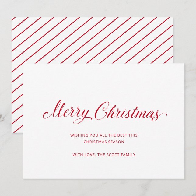 Simple Elegant Red Script Modern Christmas Holiday Card (Front/Back)