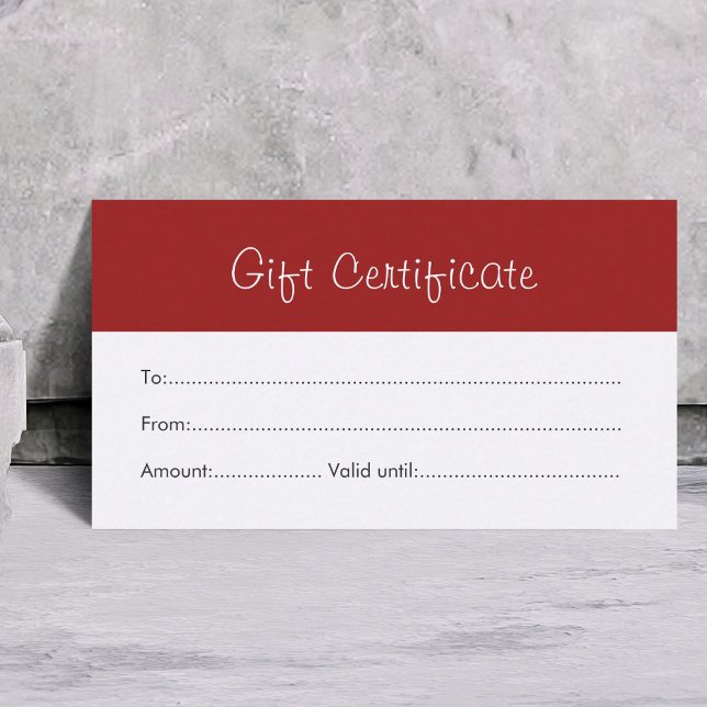 Simple Elegant Red White Beauty Certificat cadeau (Créateur téléchargé)