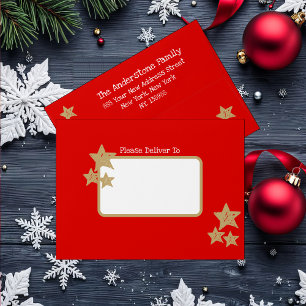 Simple elegant red white Christmas greeting card Envelope