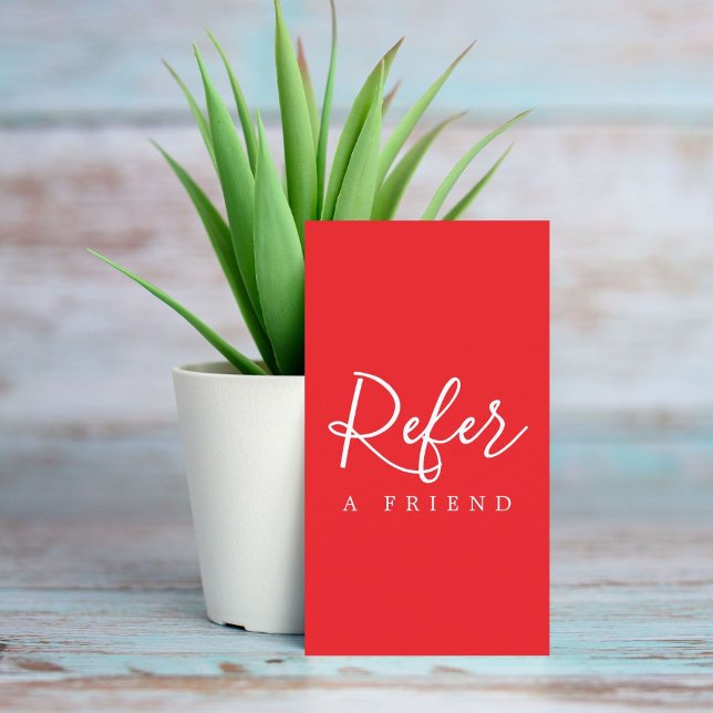 Simple Elegant Red White Referral Card (Creator Uploaded)