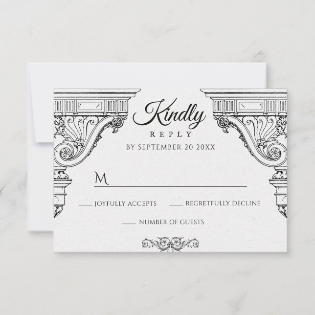 Simple elegant Renaissance architecture  RSVP Card (Front)