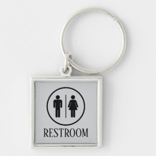 Simple Elegant Restroom Washroom Toilet Signage Keychain