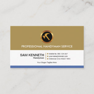 Simple Elegant Retro Column Construction Handyman Business Card