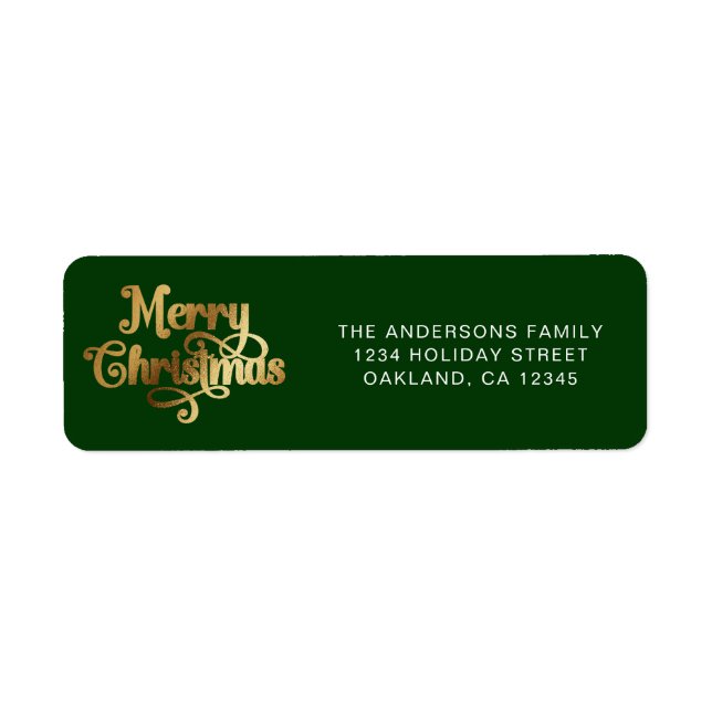 Simple Elegant Retro Green & Gold Merry Christmas (Front)