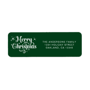Simple Elegant Retro Script Green Merry Christmas
