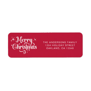 Simple Elegant Retro Script Red Merry Christmas