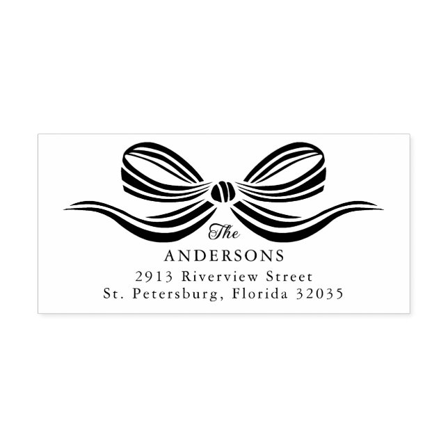 Simple Elegant Ribbon Bow Wood Art Stamp (Imprint)