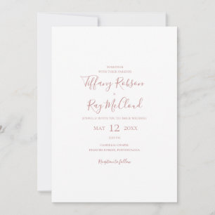 Simple Elegant Rose Gold All In One Wedding Invitation