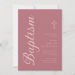 Simple Elegant Rose Gold Baptism Christening Invitation