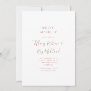 Simple Elegant Rose Gold Elopement Announcement
