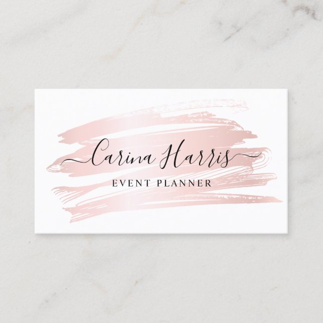 Simple Elegant Rose Gold Foil Event Planner Business Card (Front)