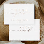 Simple & Elegant Rose Gold Foil Thank You Card<br><div class="desc">Simple and elegant calligraphy wedding thank you card with "very much" script on the back.  Perfect for weddings,  birthdays,  graduations,  and other events. For more advanced customization of this design,  please click the BLUE DESIGN TOOL BUTTON.</div>