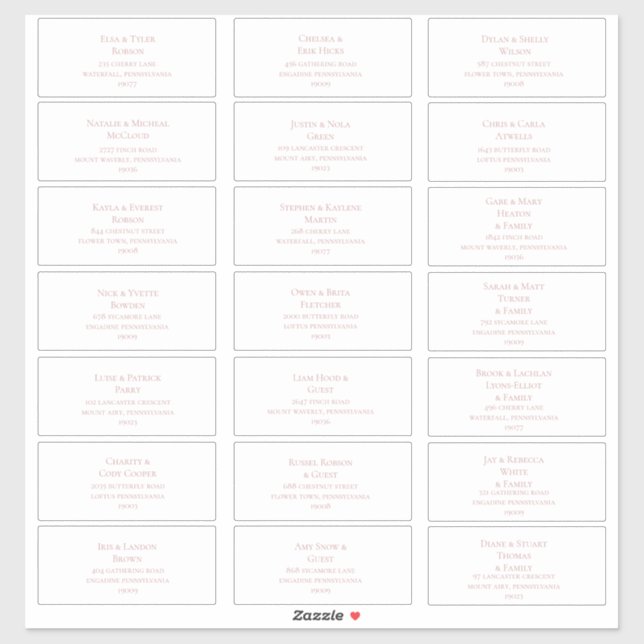 Simple Elegant Rose Gold Guest Address Labels (Sheet)