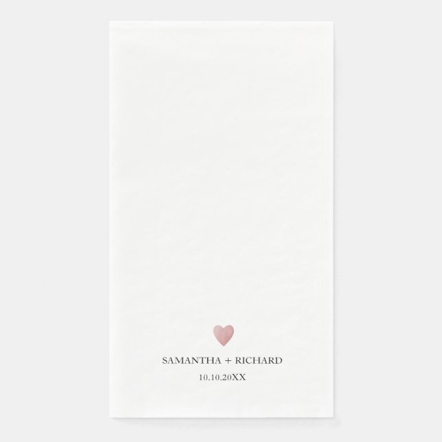 Simple Elegant Rose Gold Heart Wedding   Napkin (Front)